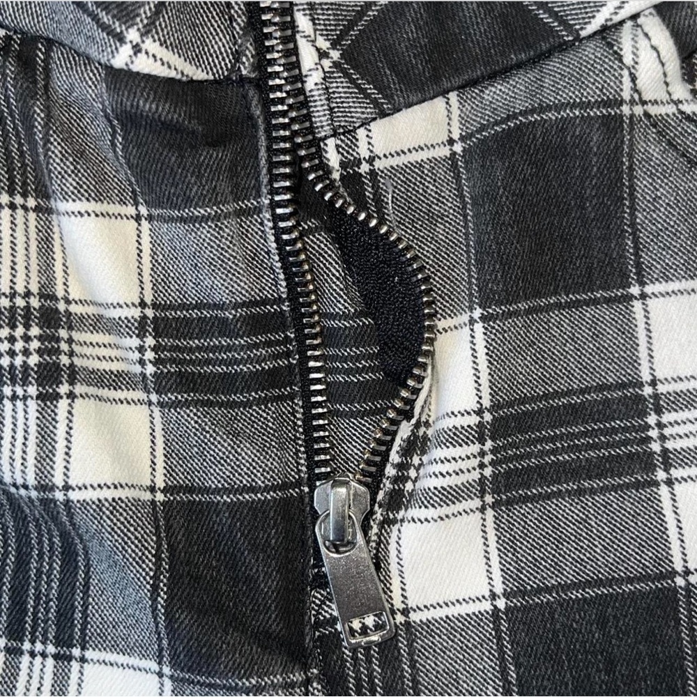 Forever 21 Women's Black and White Plaid Flare Jeans - Picture 3 of 7